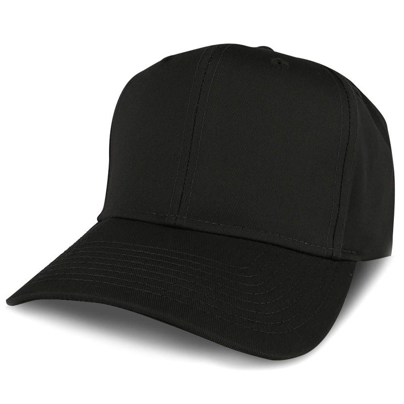 Armycrew Adjustable Solid Color Plain Cotton Polyester Blank Snapback Baseball Style Cap - BLACK - Image 1